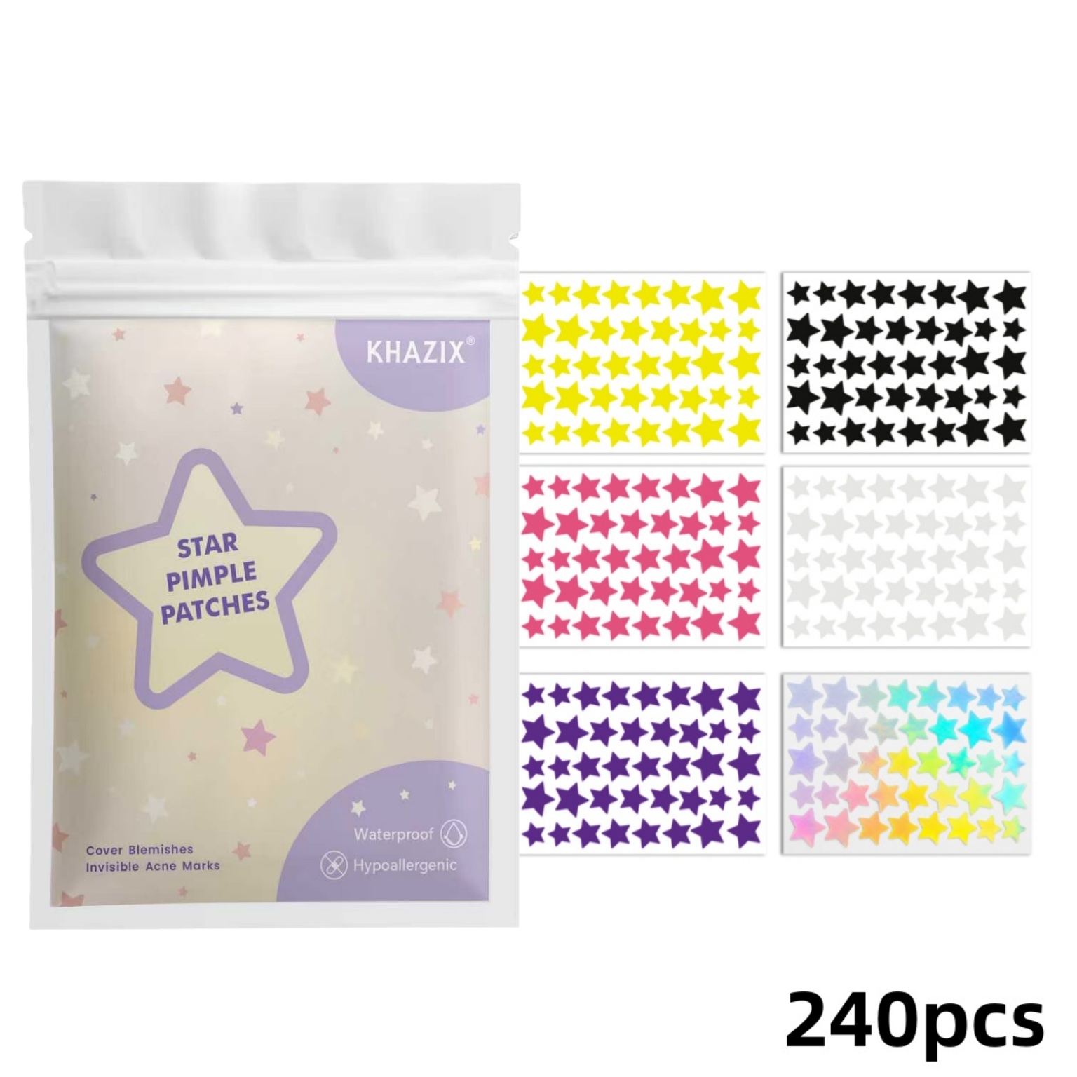 Hydrocolloid Acne Patch - 240 шт. гидроколлоидных патчей-звездочек для лица,