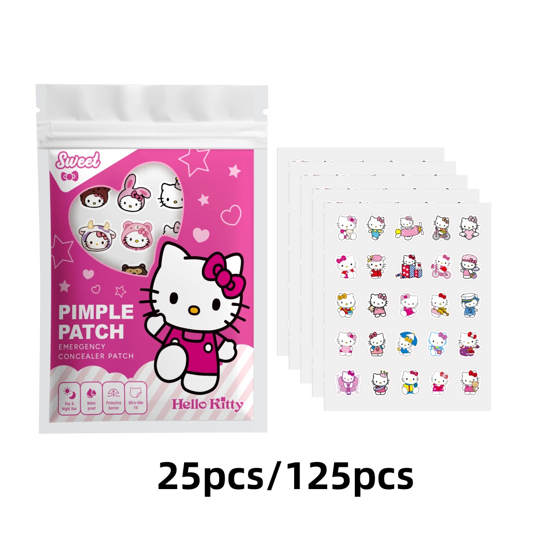 Hydrocolloid Acne Patch - 25/125 шт. гидрогелевых патчей Hello Kitty