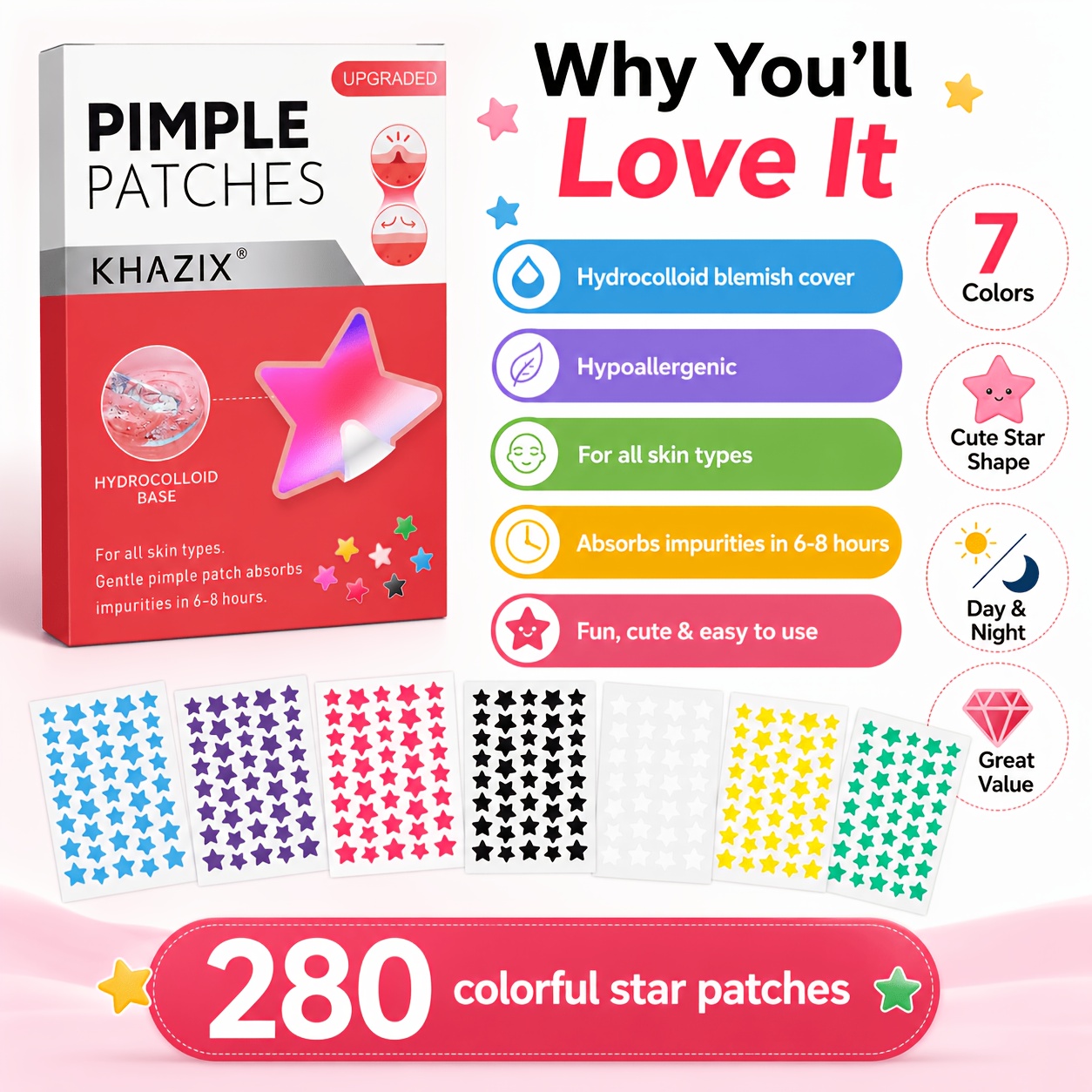 280 шт. патчей от прыщей в фор – обзор и цена Hydrocolloid Acne Patch